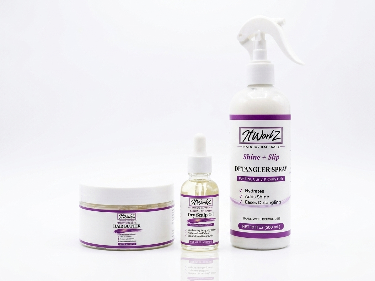 ItWorkZ 3-Step Hair Growth & Moisture Bundle for Dry, Curly & Coily Hair