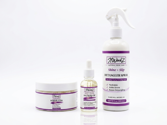 ItWorkZ 3-Step Hair Growth & Moisture Bundle for Dry, Curly & Coily Hair